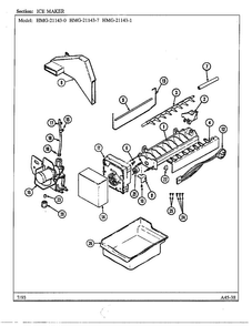 Ice Maker Diagram and Parts List for 21143-0A  Admiral Refrigerator