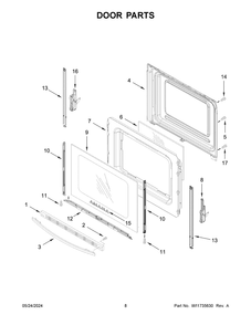 Door Parts Diagram and Parts List for YAER6303MFW6  Amana Range