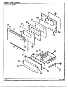 Door/drawer Diagram and Parts List for 68-253657  Magic Chef Range