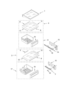 Refrigerator Shelf Parts Diagram and Parts List for JS42PPDUDB01  Jenn-Air Refrigerator
