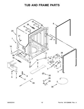 Tub And Frame Parts Diagram and Parts List for MDB7979SHZ0  Maytag Dishwasher