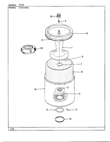Tub Parts Diagram and Parts List for 6440A REV K Norge Washer