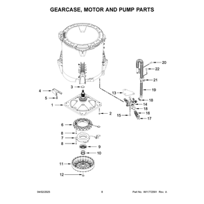 Gearcase, Motor And Pump Parts Diagram and Parts List for MVW7232HC3  Maytag Washer