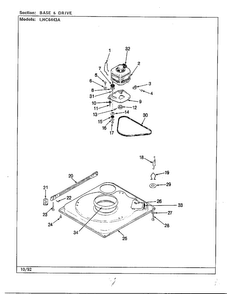 Base And Drive Diagram and Parts List for 6443A  Norge Washer