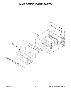 Microwave Door Parts Diagram and Parts List for JMW2430LL03  Jenn-Air Microwave Oven Combo