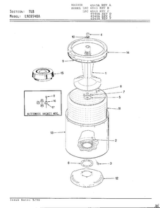 Tub Parts Diagram and Parts List for 6540A REV D Norge Washer