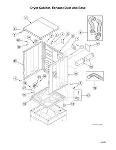 Dryer Cabinet/Exhaust Duct/Base Diagram and Parts List for ATGE9ASP115TW01  Speed Queen Washer Dryer Combo