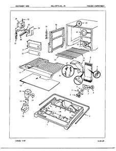 Freezer Compartment Diagram and Parts List for 23972A  Admiral Refrigerator