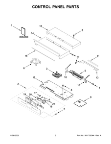 Control Panel Parts Diagram and Parts List for JJW2430LM01  Jenn-Air Wall Oven