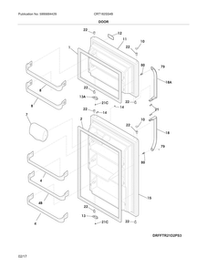 Door Diagram and Parts List for CRT182SS4B  Crosley Refrigerator