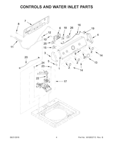 Controls And Water Inlet Parts Diagram and Parts List for MVWC215EW1  Maytag Washer