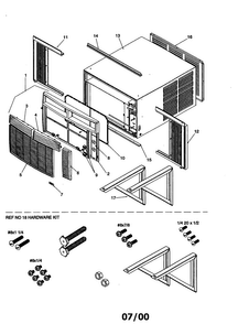 Outer Case Assembly Diagram and Parts List for RC12090C2D REV A Amana Air Conditioner