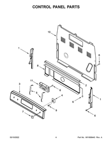Control Panel Parts Diagram and Parts List for YAER6603SFS5  Amana Range