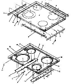 Main Top Section Diagram and Parts List for ARH660E-P1167404SE  Amana Range