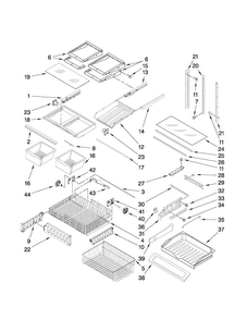 Shelf Parts Diagram and Parts List for MFF2558VEB4  Maytag Refrigerator