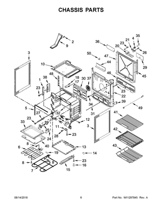 Chassis Parts Diagram and Parts List for JIS1450DS2  Maytag Range