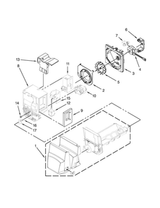 Motor And Ice Container Parts Diagram and Parts List for AFI2539ERM00  Amana Refrigerator