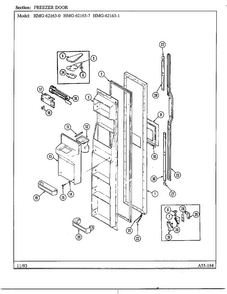 Freezer Door Diagram and Parts List for 62163-0A  Admiral Refrigerator