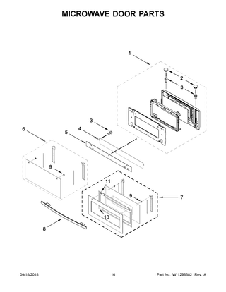 Microwave Door Parts Diagram and Parts List for JMW2427DS03  Maytag Microwave Oven Combo