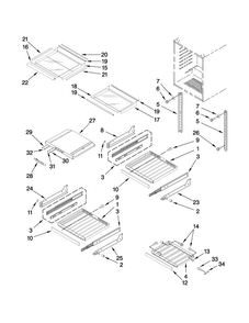 Shelf Parts Diagram and Parts List for JUB248RWRS00  Jenn-Air Wine and Beverage Cooler