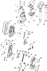 Handle, Hose And Upper Pivot Asy Diagram and Parts List for U9145-950  Hoover Upright Vacuum