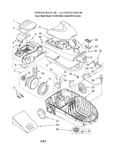 Base/canopy Diagram and Parts List for 11620512002  Kenmore Canister Vacuum