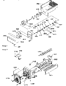 Ice Bucket Auger And Ice Maker Parts Diagram and Parts List for SPD25TL-P1303505WL  Amana Refrigerator
