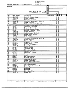 Fresh Food Compartment Page 2 Diagram and Parts List for 24922-7A  Admiral Refrigerator