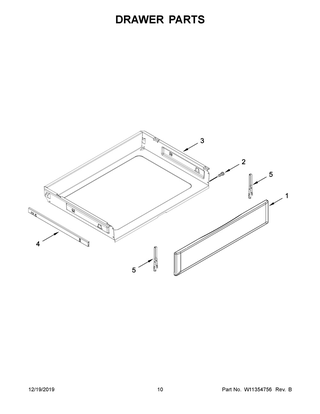 Drawer Parts Diagram and Parts List for YMER8800FW2  Maytag Range