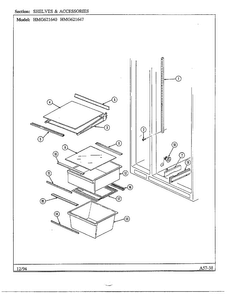 Shelves And Accessories Diagram and Parts List for 621640  Admiral Refrigerator