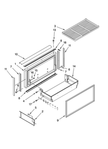 Freezer Door And Basket Parts Diagram and Parts List for JF42CXFXDB00  Jenn-Air Refrigerator