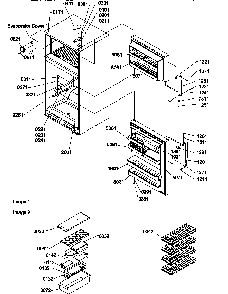 Door, Hinges And Accessories Diagram and Parts List for TR18VL-P1307401WL  Amana Refrigerator