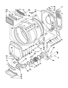Dryer Bulkhead Parts Diagram and Parts List for MGT3800TW2  Maytag Washer Dryer Combo