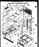 SHELVES & INTERIOR PARTS Diagram and Parts List for 86855 P1116907W E Amana Refrigerator