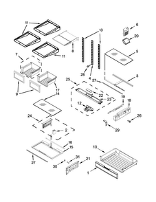 Shelf Parts Diagram and Parts List for MFT2673BEW11  Maytag Refrigerator