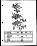 SHELF PARTS Diagram and Parts List for GFS165/MN00  Caloric Refrigerator