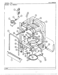 Tub Page 3 Diagram and Parts List for DWU7300A  Maytag Dishwasher