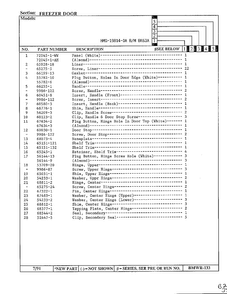Freezer Door Page 2 Diagram and Parts List for 19814-0A  Admiral Refrigerator