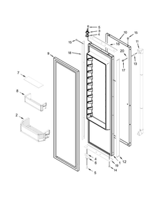 Refrigerator Door Parts Diagram and Parts List for JS48PPDUDE00  Jenn-Air Refrigerator