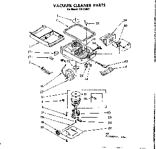 Base Assembly Diagram and Parts List for 11621843  Kenmore Canister Vacuum