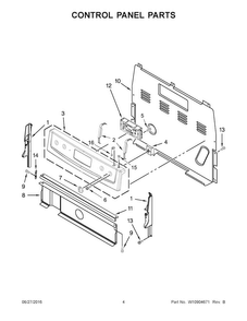 Control Panel Parts Diagram and Parts List for YACR4303MFS0  Amana Range