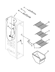 Freezer Liner Parts Diagram and Parts List for ASD2275BRW00  Amana Refrigerator
