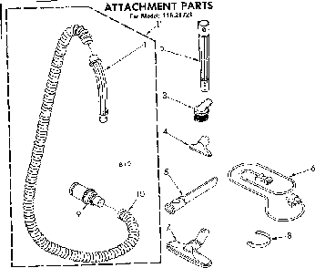 Attachment Parts Diagram and Parts List for 11621721  Kenmore Canister Vacuum
