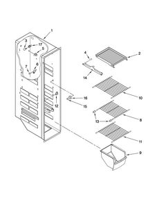 Freezer Liner Parts Diagram and Parts List for ASD2520WRW00  Amana Refrigerator