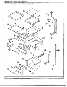 Shelves And Accessories Diagram and Parts List for 671867  Admiral Refrigerator