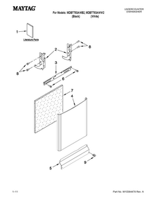 Door And Panel Parts Diagram and Parts List for MDBTT53AWB2  Maytag Dishwasher