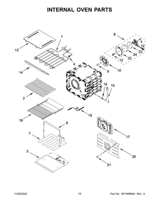 Internal Oven Parts Diagram and Parts List for JJW2830LM01  Jenn-Air Wall Oven