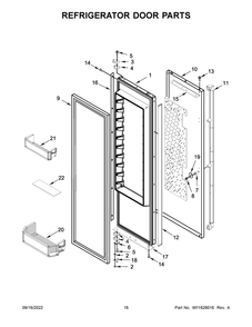 Refrigerator Door Parts Diagram and Parts List for JBSS42E22L00  Jenn-Air Refrigerator