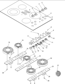 Cooktop Assembly Diagram and Parts List for AKT3650E-P1143731NE  Amana Cooktop