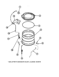 Outer Tub, Cover/pressure Hose Diagram and Parts List for LW6153LB-PLW6153LBA  Amana Washer